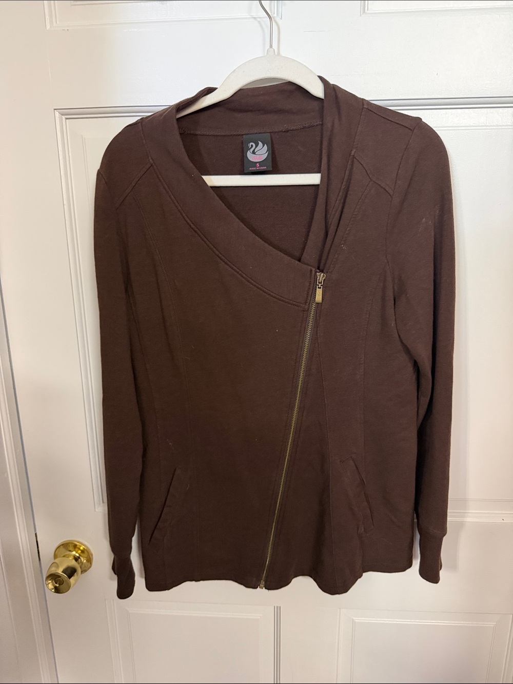 Brown Asymmetrical Zip Jacket